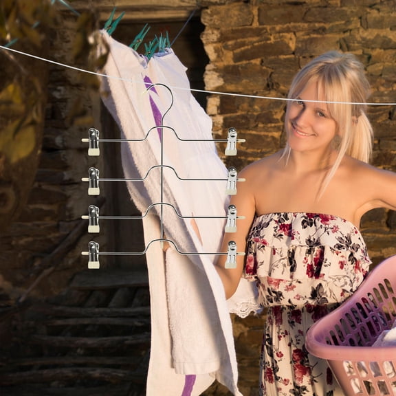 OUNONA Clothes Organization Multi Layer Trouser Rack Metal Pants Hanger 1Pack