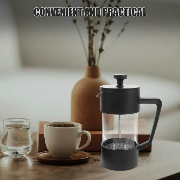 OUNONA Coffee Maker 350ml High-heat Borosilicate Glass Coffee Press Cold Brew Coffee Pot for Kitchen Travel Camping Black