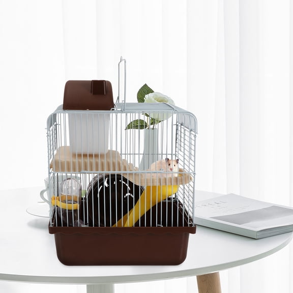 OUNONA Coffee Small Animal House Double Layer Hamster Hideout Pet Activity Hut Safe Material