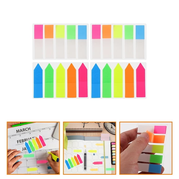 OUNONA Colorful PET Page Marker Stickers for Decor with Assorted Colors and Removable Adhesive 4 Sets
