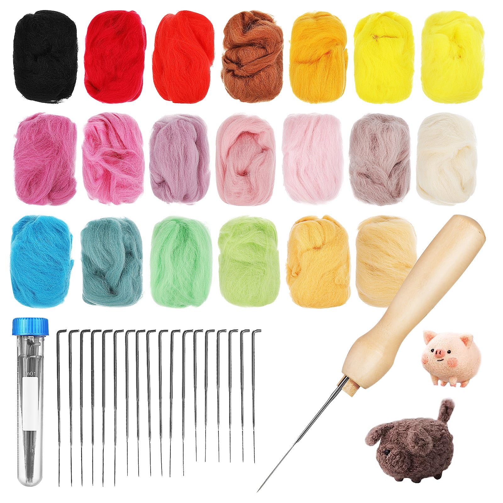 OUNONA  Colorful Thorn Felt Set Craft Kits Needle Felting Needles Tool Wool