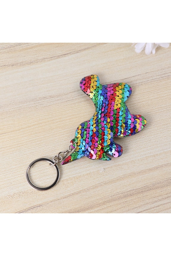 Colorful Unicorn Keychain with Doublesided Shiny Sequins Lightweight Plastic for Keys and Accessories 2Pcs