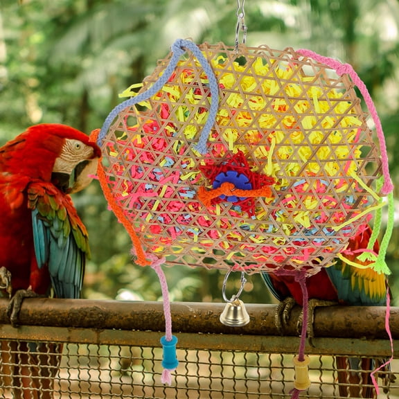 OUNONA Colorful Wooden Bird Toys for Cockatiels and Parakeets Multi Chew Perch Accessories for Bird Use 19.5in