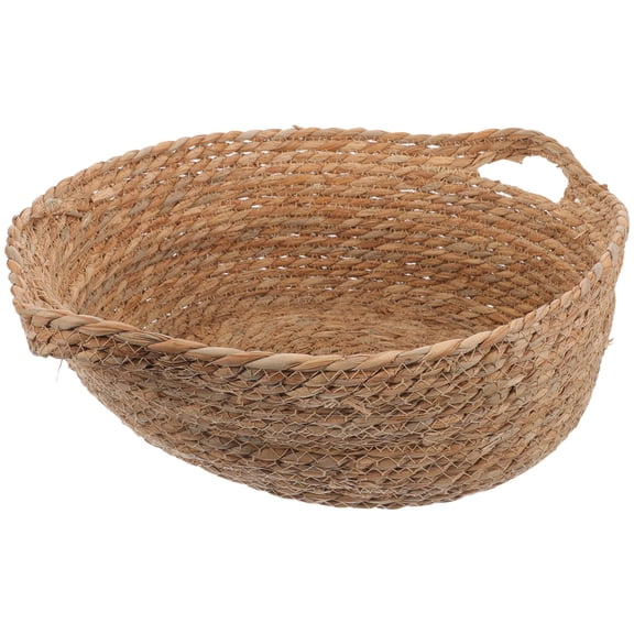 OUNONA Woven Straw Cat Bed Brown Durable Breathable Pet Sleeping Nest Indoor Use