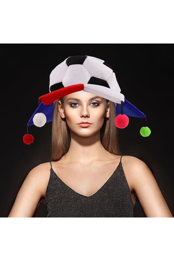Lightweight Foldable Plush Soccer Party Hat with Brim, Comfortable Headgear for Sports Fans and Game Day Celebrations
