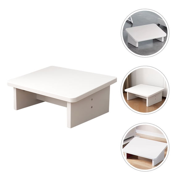 OUNONA Comfortable White Wood Foot Stool for Home Use Ergonomic Anti Slip Design Lightweight Office Step Stool 12.5 Inches High