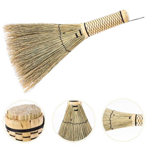 OUNONA Compact Handmade Corn Broom Light Yellow for Desktop Dusting and Household Cleaning