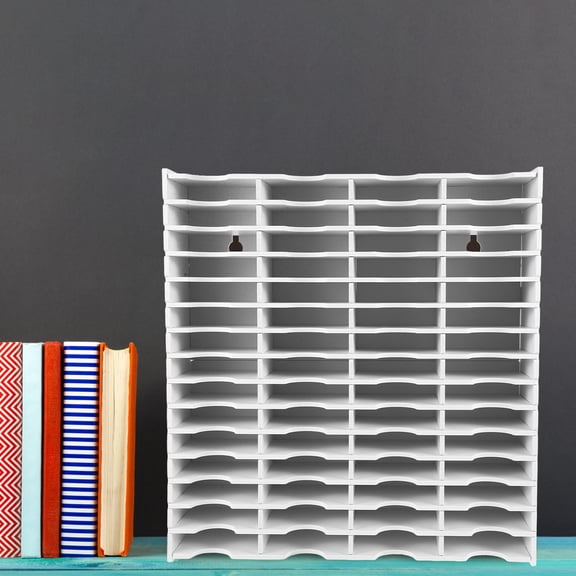 OUNONA Compact White Wood Stamp and Ink Pad Organizer Box for Desk Storage, and Stylish