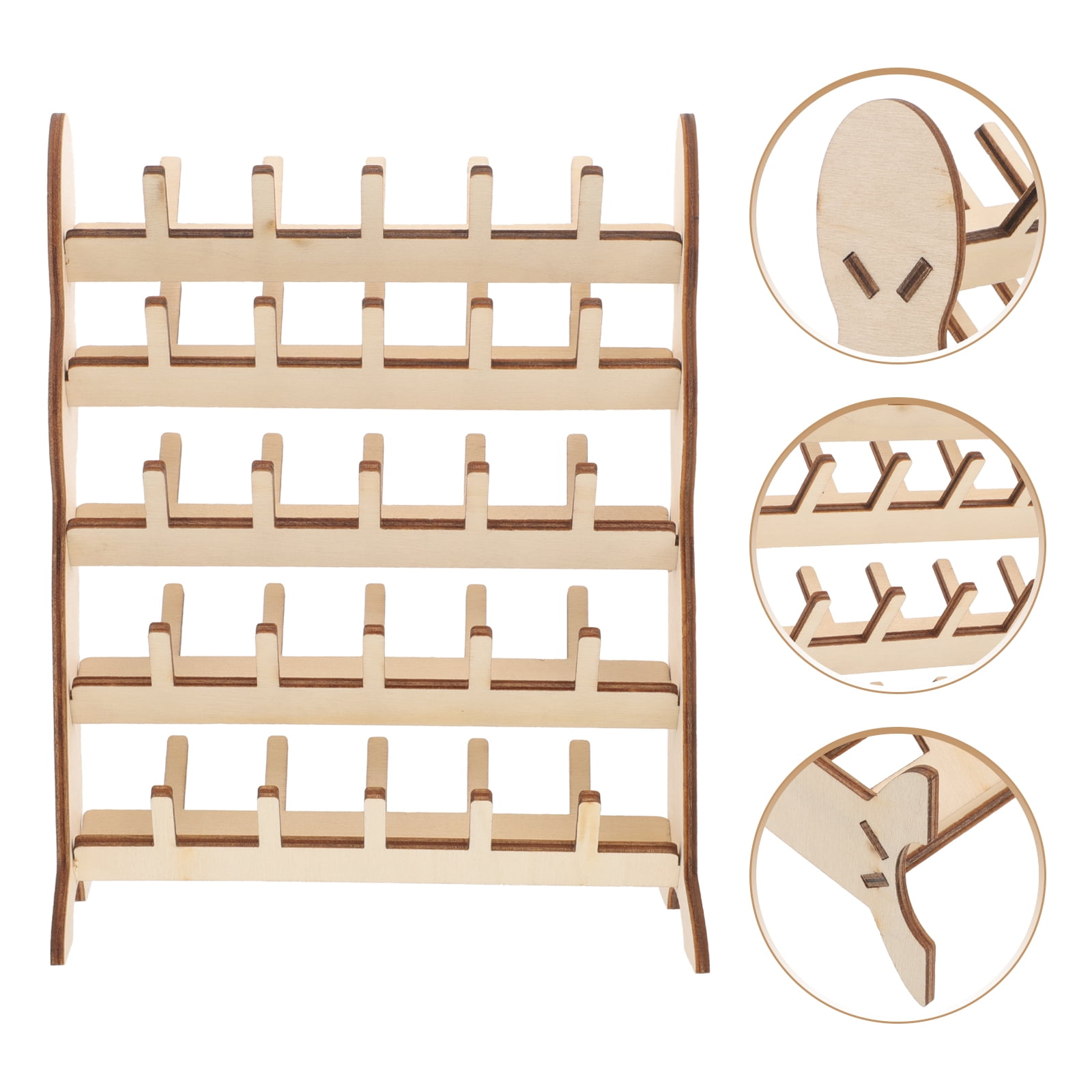 OUNONA Convenient Wooden Yarn Spool Storage Rack Crocheting Sewing Yarn Holder Dispenser