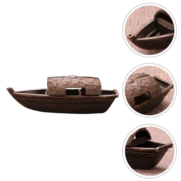DRAFIDEEP Decorative Fishing Boat Copper Bronze 1Pc For Festival Indoor Outdoor Decoration