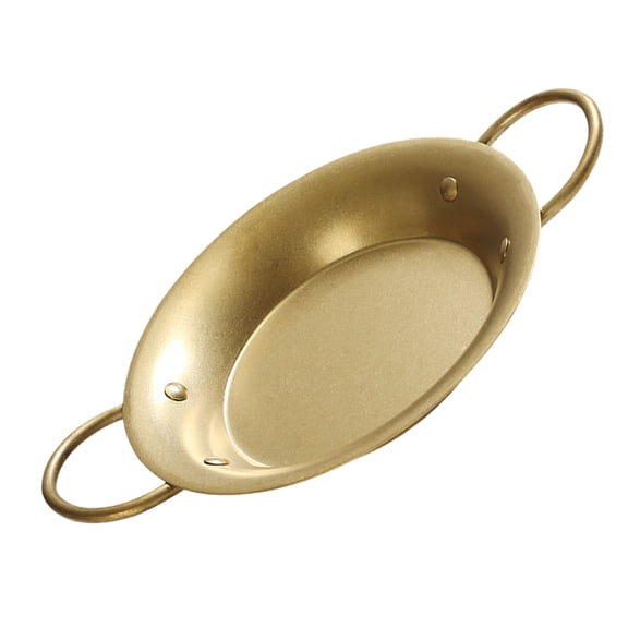 FOLOYORI 12.5 Inch Golden Stainless Steel Spanish Cooking Pan with Dual Handles, Non-Stick Skillet for Home Kitchen