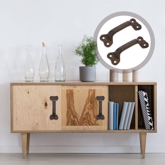 OUNONA 2Pcs Brown Cast Iron Barn Door Handles Vintage Style Pull Handles for Home Use