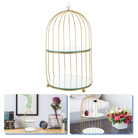 DRAFIDEEP Makeup Display Stand Golden Modern Countertop 1Pack 14.2X7.7X7.7In