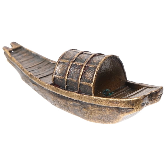 OUNONA Copper Miniature Boat Figurine for Decor Dark Brown Practical Landscape Supplies Ideal for Mini