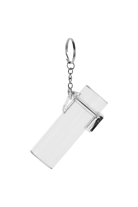 Transparent Stainless Steel Lighter Case with Keychain, Protective Cover, 1 Piece