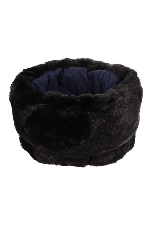 1Pack Faux Fur Trapper Hat Women Black Round Warmth Travel Elderly