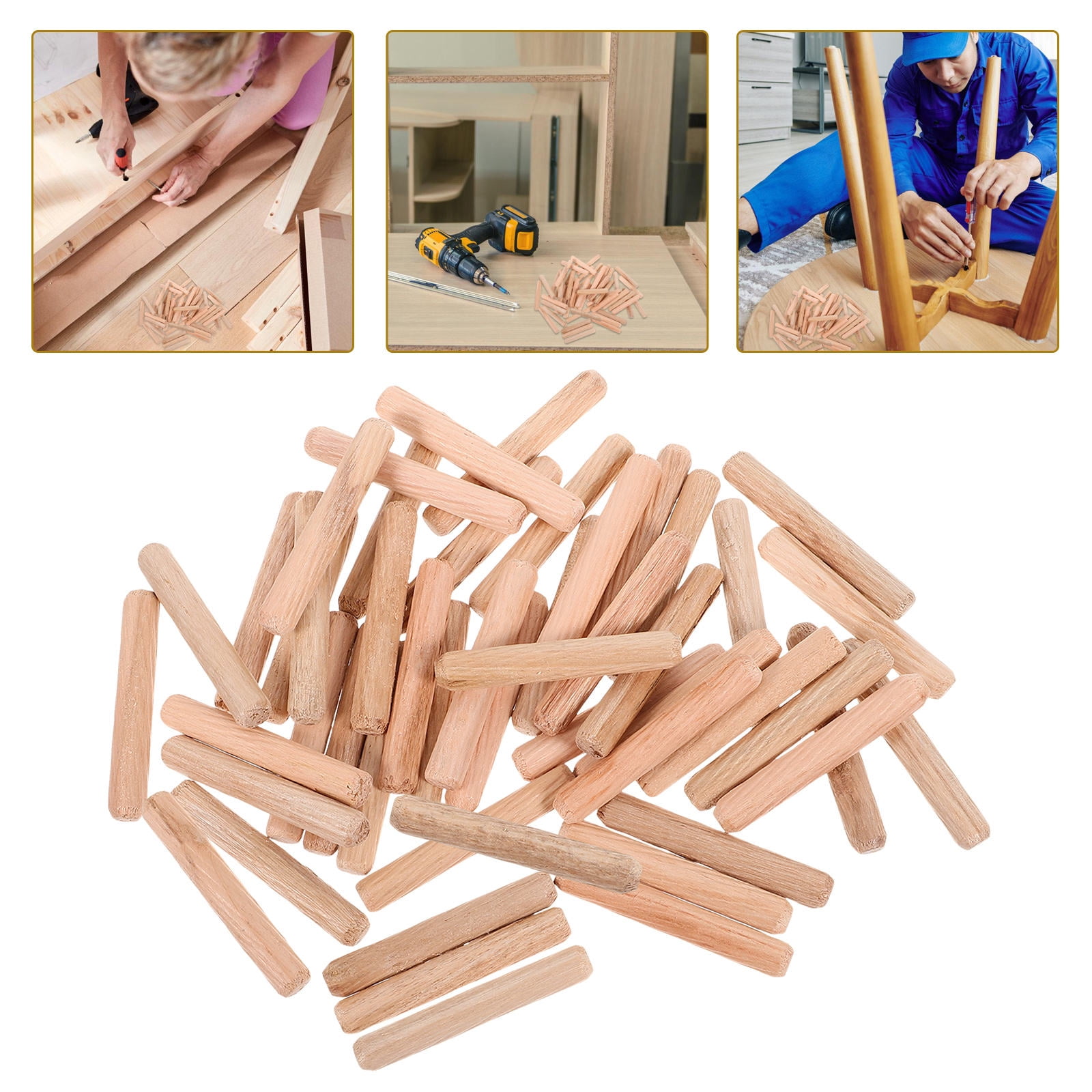 OUNONA Brown Wooden Craft Dowels for Furniture Assembly, Secure Connections, and Drawer Repair Kits