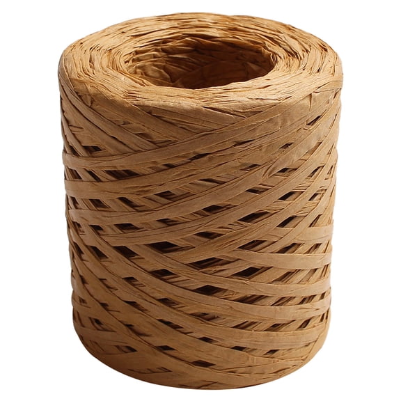OUNONA Refined Light Brown Raffia Paper Rope for Craft Twine and DIY Present Wrapping