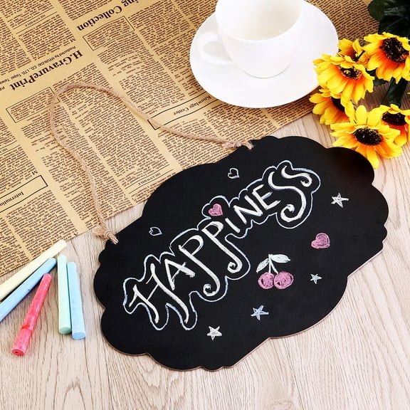 OUNONA Creative DoubleSided Blackboard for Home Decoration with Wavy Edges Plastic Small Size Black