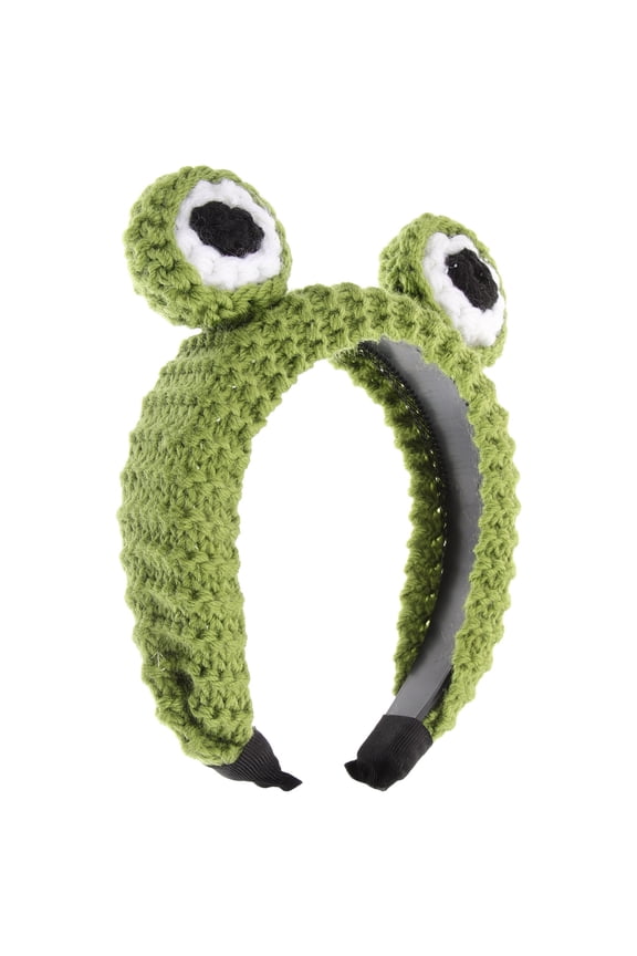 Frog Headband Green Woolen Yarn for Decor Creative Funny Design
