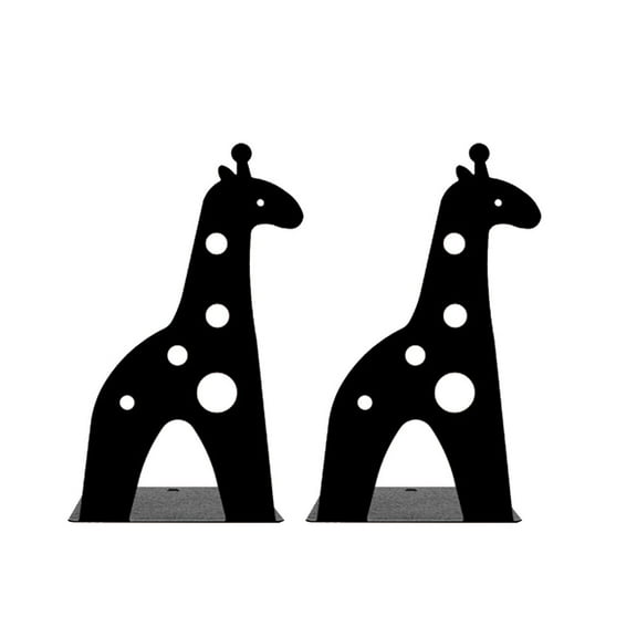 OUNONA Set of 2 Creative Black Metal Giraffe Bookends for Books Organization, Home and Office Decor, and Stylish