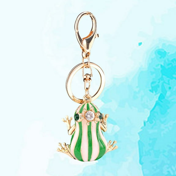 OUNONA Stylish Green Rhinestone Keychain Pendant for Bags, Backpacks, Car Keys - Zinc Alloy Charm Accessory