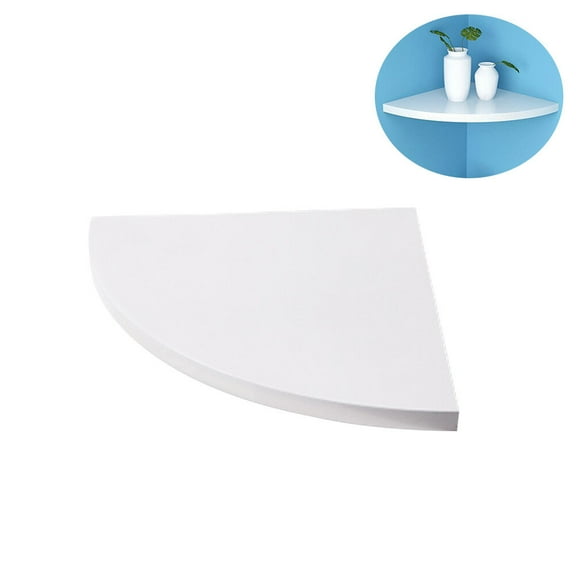 OUNONA Creative Triangle Fan Shape Storage Rack Wooden Corner Shelf Decorative Wall-mounted Bookshelf Sundries Organizer (White)