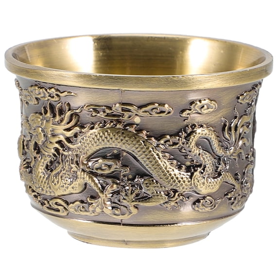 OUNONA Dragon Teacup Golden Zinc Alloy 1Pack for Home Office