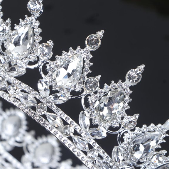 OUNONA Crown Headwear for Decoration Perfect for Weddings Engagements and Parties Round Alloy Size