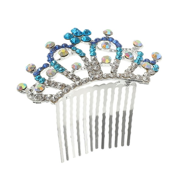 OUNONA Crystal Hair Comb Rhinestone Crown Tiara Comb Attachment for Women Weddings 1Pack
