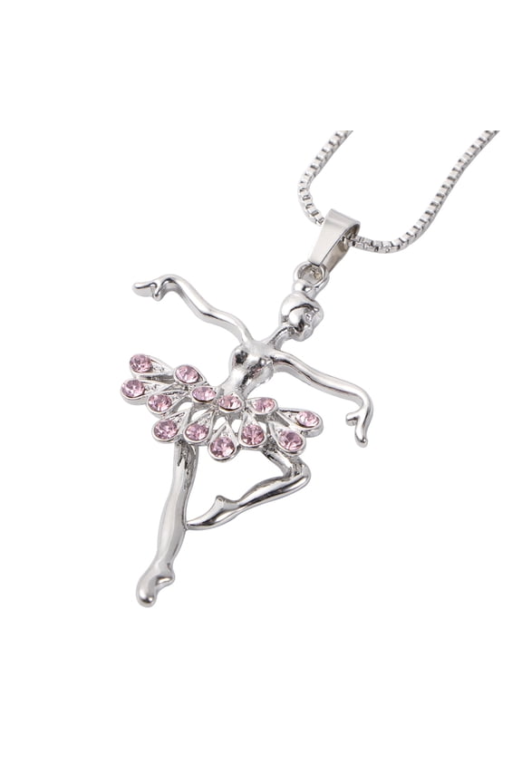 Crystal Red Ballet Necklace with Ballerina Pendant Elegant Alloy Jewelry for Decorating