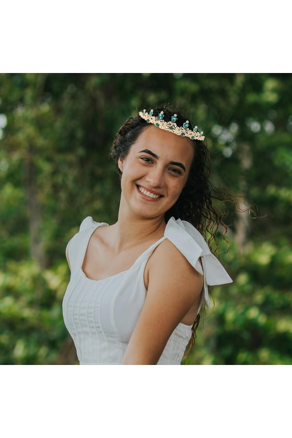 Green Crystal Rhinestone Wedding Headband Bridal Hair Accessory Sparkling Elegant Jewelry for Brides and Special Occasions