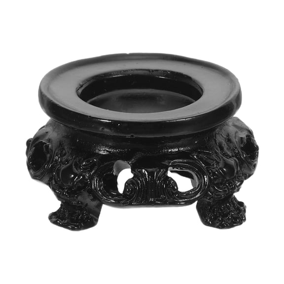 OUNONA Black Wood Base Crystal Sphere Display Stand Carved for Elegant Globe, Rock, and Decorative Item Presentation