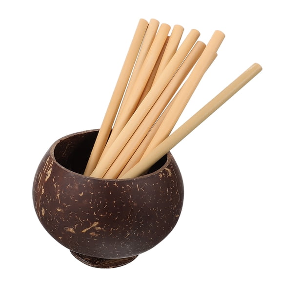 OUNONA Cup Smoothie Cups with Lids and Straws Coconut Shell