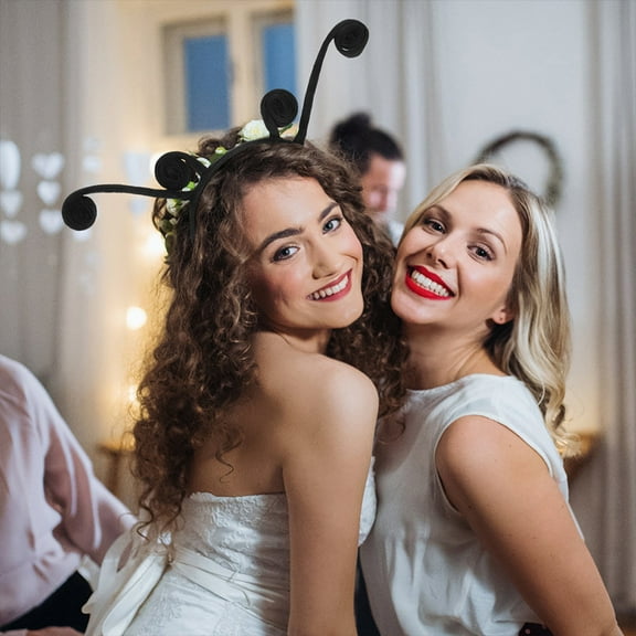 OUNONA 2-Pack Black Decorative Antenna Hair Hoops for Masquerade, Costume, Party, and Festival Accessories