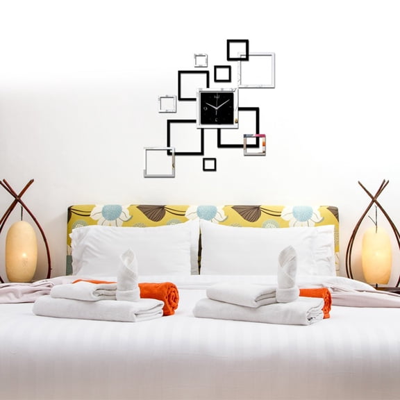 OUNONA DIY Acrylic Wall Sticker for Timekeeping and Decoration Silver Non-ticking Clock Layout Can Be