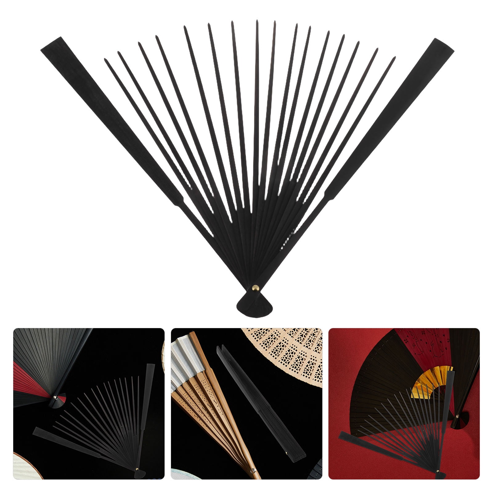 OUNONA Folding Fan Frame Handheld Craft Accessory with Wooden Bones for ...