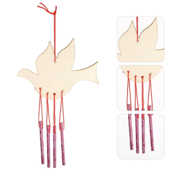 NUOLUX 12Pcs Wooden Wind Chime Craft Kit with Hanging Wind Bell for Outdoor Garden and Holiday Decoration