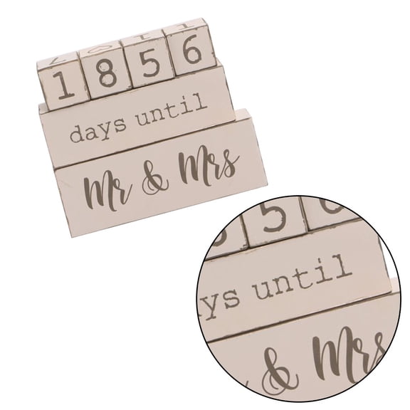 OUNONA DIY Wooden Countdown Calendar Beige Wedding Calendar for Desktop Decoration