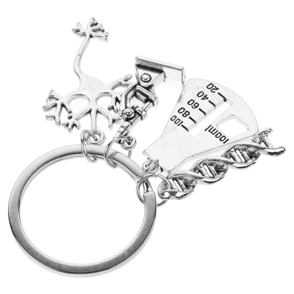 OUNONA DNA Microscope Keychain Metal Biology Key Chain Bag Purse Hanging Ornament