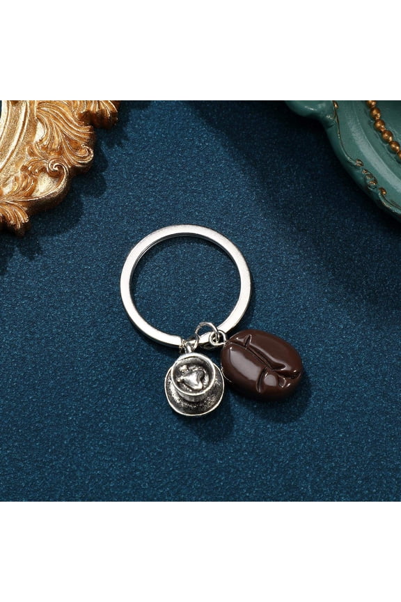 Coffee Themed Keychain Assorted Color 1Set Daily Use for Coffee Lover