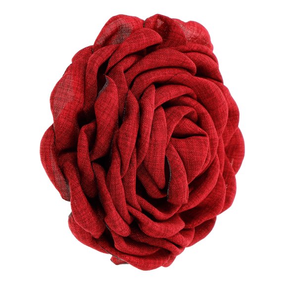 OUNONA Dark Red Rose Shaped Hair Clip Floral Hair Accessory Suitable for Braids Ponytails and Curls
