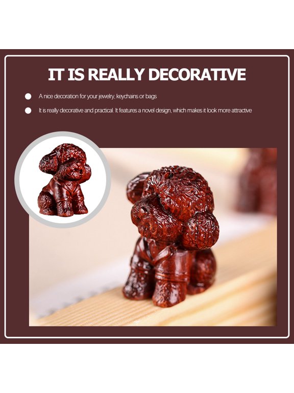 Dark Red Wood Dog Pendant for DIY Key Rings Bracelets and Necklace Making