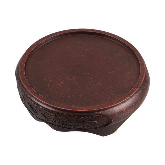 OUNONA Dark Red Zinc Alloy Incense Burner Base with Chinese Dragon Design for Home Decor