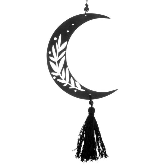 OUNONA Decor Wooden Crescent Pendant Moon Shape Wall Hanging Office
