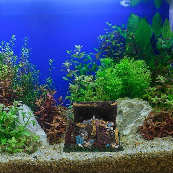 OUNONA Decorations Treasure Hunting Ornaments Aquarium Adornment 15X13X10.5CM