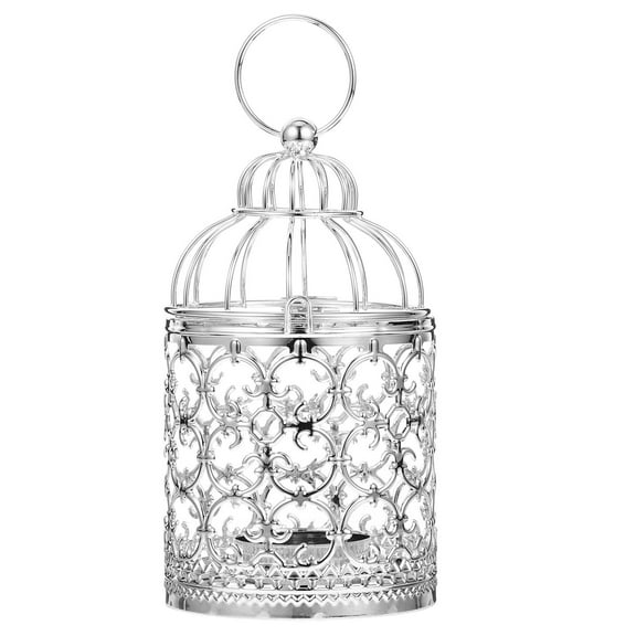 Silver Birdcage Candle Holder for Decor Iron Material Adds Elegance to inch
