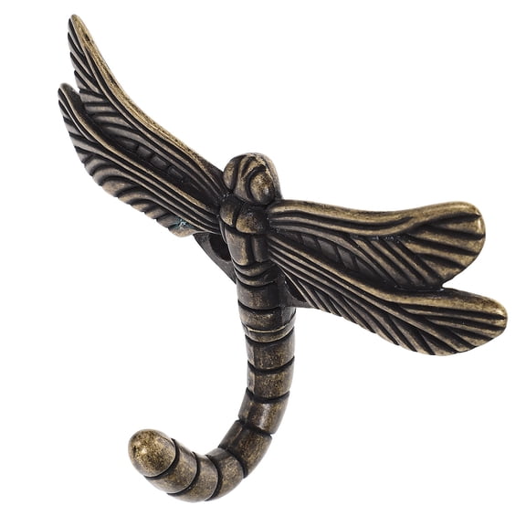 OUNONA Decorative Dark Brown Dragonfly Wall Hook for Hanging Keys Towels in Bathroom Kitchen