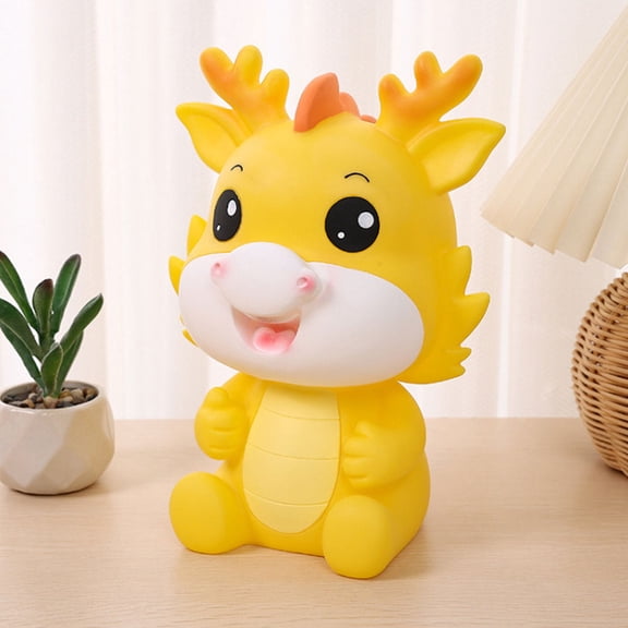 OUNONA Decorative Money Jar Dragon Yellow Plastic 1Pack