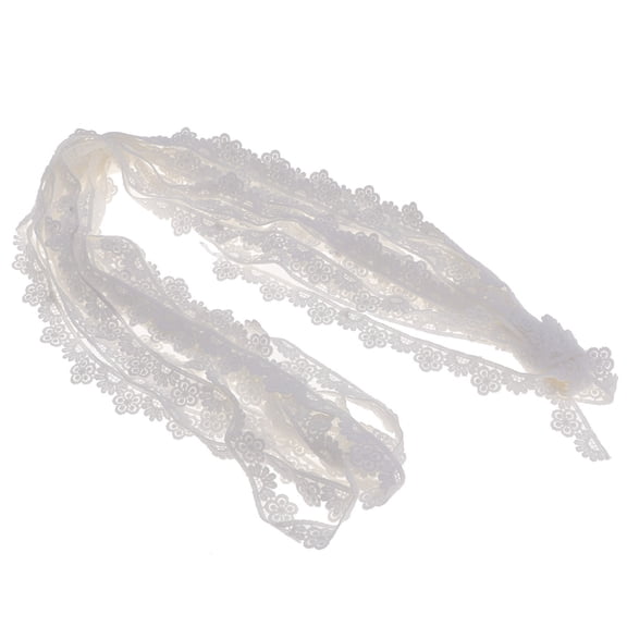 OUNONA Decorative White Lace Fabric Cotton Flower Border for Clothing and Craft Projects